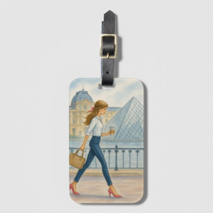 Étiquette À Bagage Tag Chic Paris Girl by The Louvre Luggage