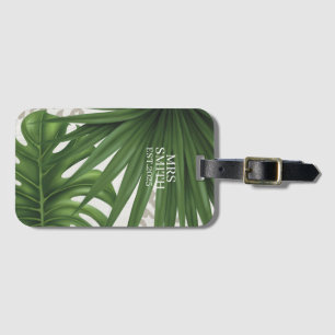 Étiquette À Bagage Tag de bagage à main verte tropicale
