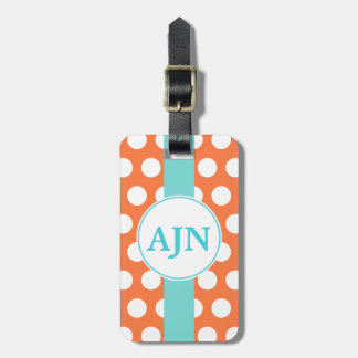 Étiquette À Bagage Tag de bagage de monogramme de tangerine