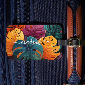 Étiquette À Bagage Tag de bagage de Monstera Feuille Hawaiian