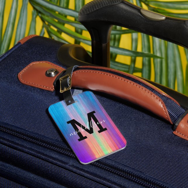 Étiquette À Bagage Tag de bagage Monogramme moderne (Insitu Rectoal 1)