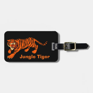 Étiquette À Bagage Tag de bagage noir et orange tigre sauvage