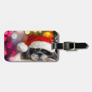 Étiquette À Bagage Tag de bagage père Noël Shih Tzu