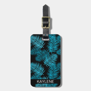 Étiquette À Bagage Tag de bagage personnalisé Feuilles de palme Turqu