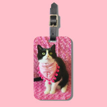 Tag de bagage Tuxedo Chat rose Bandana