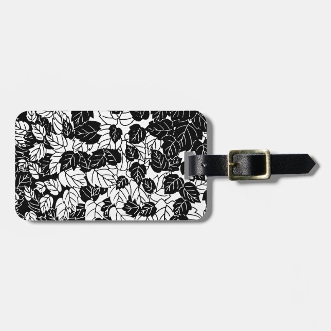 Étiquette À Bagage Tag de papier feuille japonais, noir et blanc (Devant horizontal)