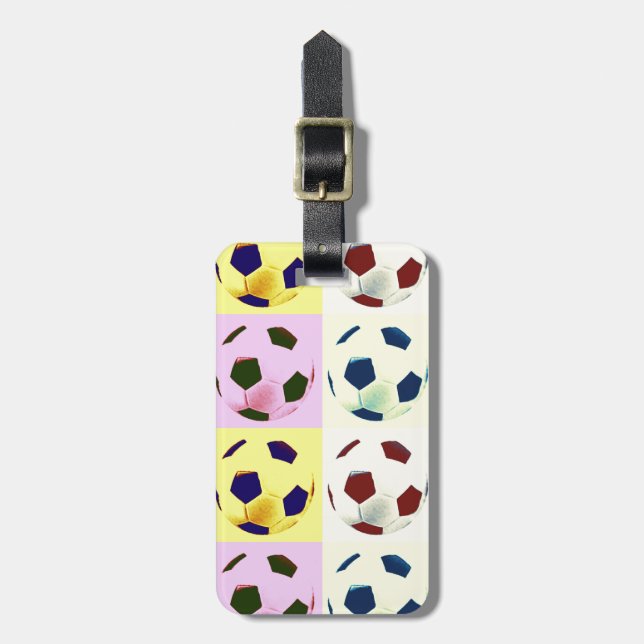 Étiquette À Bagage Tag de sac de voyage Boules de soccer pop art (Devant Vertical)