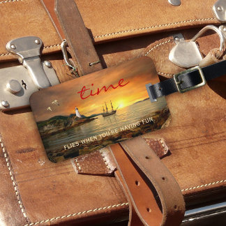 Étiquette À Bagage Tag de voile vintage Sunset Ocean Luggage