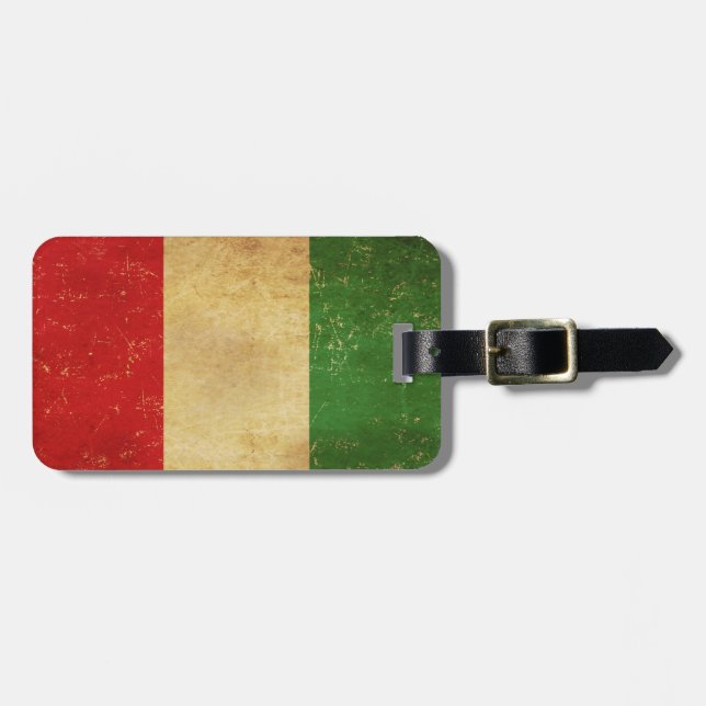 Étiquette À Bagage Tag Drapeau Vintage Grunge (Devant horizontal)