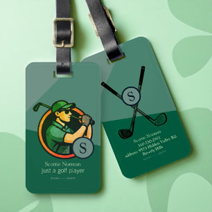 Étiquette À Bagage Tag du joueur de golf Modern Retro Green Luggage