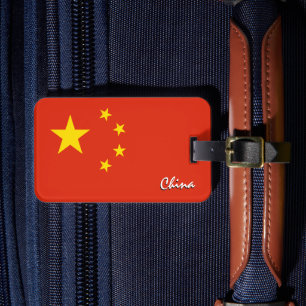 Étiquette À Bagage Tags Chine, Drapeau patriotique chinois