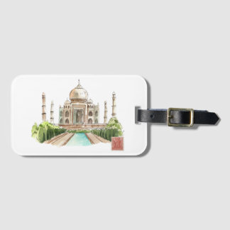 Étiquette À Bagage Taj Mahal Aquarelle Art Imprimer Décor Indien Icon
