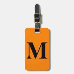 Étiquette À Bagage Tangerine Orange Noir Monogrammes Personnalisés Ca