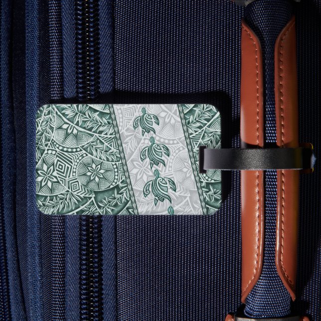 Étiquette À Bagage Tapa hawaïen traditionnel et Honu (Verso Insitu 2)