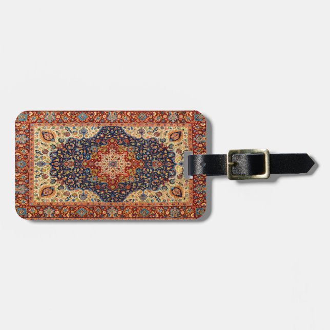 Étiquette À Bagage Tapis Oriental Persan Turc Motif (Devant horizontal)