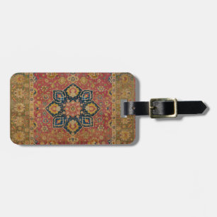 Étiquette À Bagage Tapis persan asiatique Kashan en or rouge