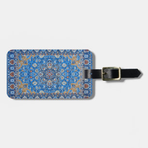 Étiquette À Bagage Tapis Persan Turc Bleu Oriental Antique