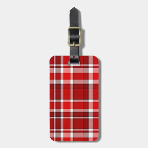 Étiquette À Bagage Tartan blanc rouge Ajouter Votre Nom