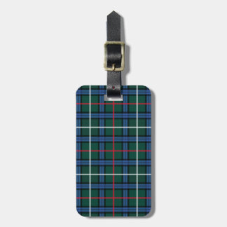 Étiquette À Bagage Tartan bleu vert