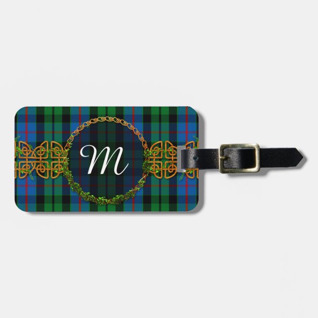 Étiquette À Bagage Tartan de Morrison de monogramme (Devant horizontal)