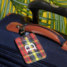 Tartan jaune et rouge À damiers Nom du monogramme