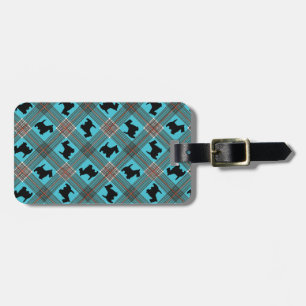 Étiquette À Bagage Tartan noir de plaid de chien de Scottie