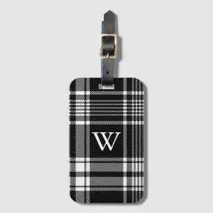 Étiquette À Bagage Tartan noir et blanc