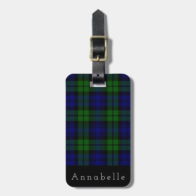 Étiquette À Bagage Tartan plaqué Black Watch Personnaliser (Devant Vertical)