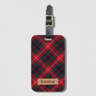 Étiquette À Bagage Tartan rouge Girly de Stewart avec l'étiquette