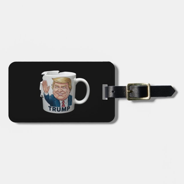 Étiquette À Bagage Tasse à café avec Trump (Devant horizontal)