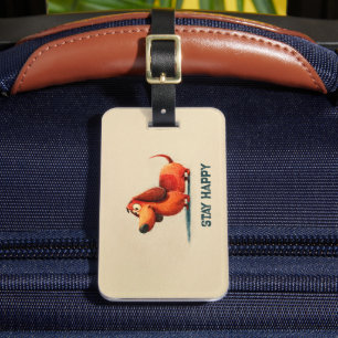 Étiquette À Bagage Tay Happy Dog – Citation Positive Mignonne Art