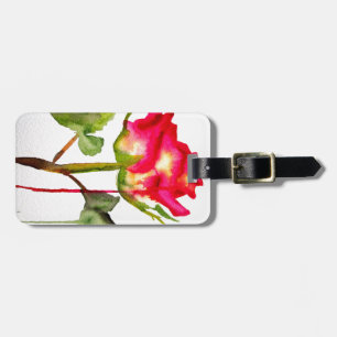 Étiquette À Bagage Tea hybride Rose aquarelle moderne fleurie art