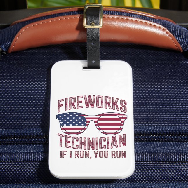 Étiquette À Bagage Technicien en Firework 4 juillet Drôle Usa (Insitu Rectoal 2)