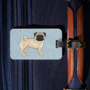 Étiquette À Bagage Teckel couleur faon Carlin Chien Race Design Bleu