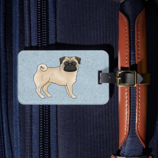 Étiquette À Bagage Teckel couleur faon Carlin Chien Race Design Bleu (Insitu Rectoal 4)