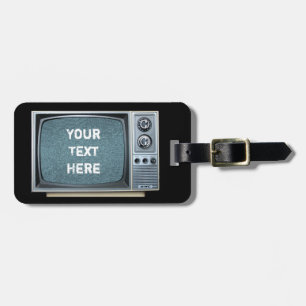 Étiquette À Bagage Télévision vintage avec écran statique