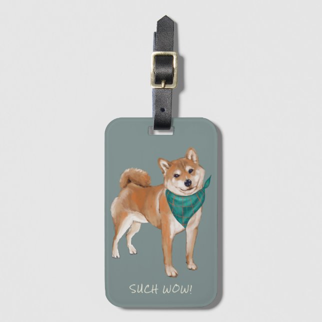 Étiquette À Bagage Tellement Wow ! Chien Mignon Shibe  (Devant Vertical)