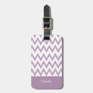 Étiquette À Bagage Tendance Crayon Purple Chevron Zigzags Avec Nom