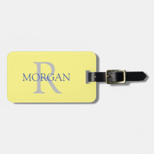 Étiquette À Bagage Tendance Simple Monogramme DIY et Jaune Bleu Gris