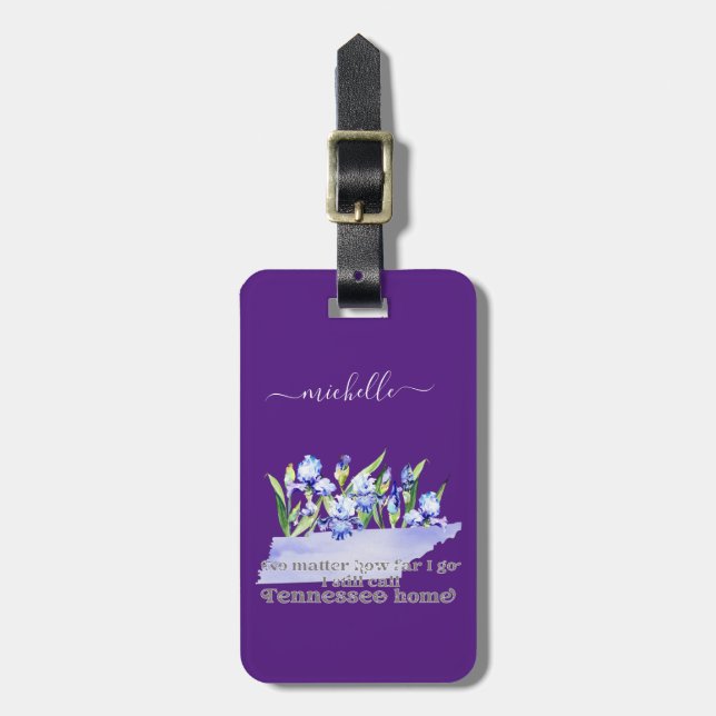 Étiquette À Bagage Tennessee Home Texte et couleur personnalisés (Devant Vertical)