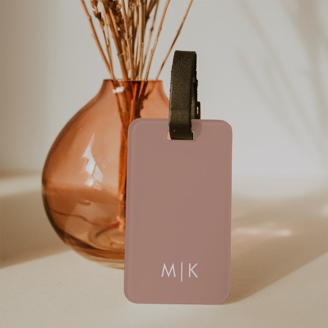 Étiquette À Bagage Terracotta douce | Monogramme moderne (Créateur téléchargé)