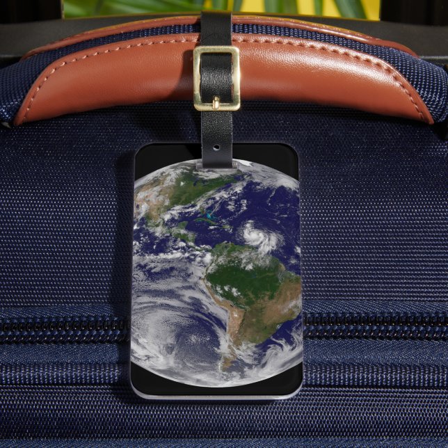 Étiquette À Bagage Terre Pleine Avec Tempêtes Tropicales Dans L'Atlan (Insitu Rectoal 2)