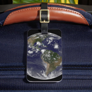 Étiquette À Bagage Terre Pleine Montrant Les Tempêtes Tropicales Dans