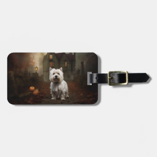 Étiquette À Bagage Terrier blanc de l'ouest de l'Écosse Halloween Épo
