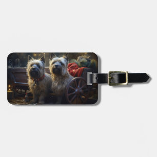 Étiquette À Bagage Terrier Cairn Enneigé Traîneau Décor Noël
