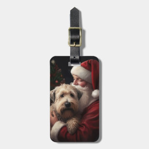 Étiquette À Bagage Terrier Wheaton avec le Père Noël Noël Festif