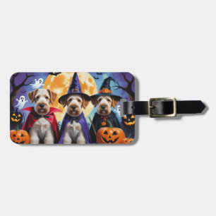 Étiquette À Bagage Tervueren Airedale Terriers Citrouille Halloween D