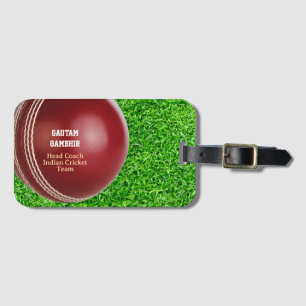 Étiquette À Bagage Test Match Red Cricket Ball avec texte personnalis