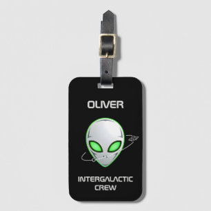 Étiquette À Bagage Tête d'alien UFO de science-fiction élégante