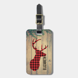 Étiquette À Bagage Tête de cerf avec Antlers sur plateaux en bois ave